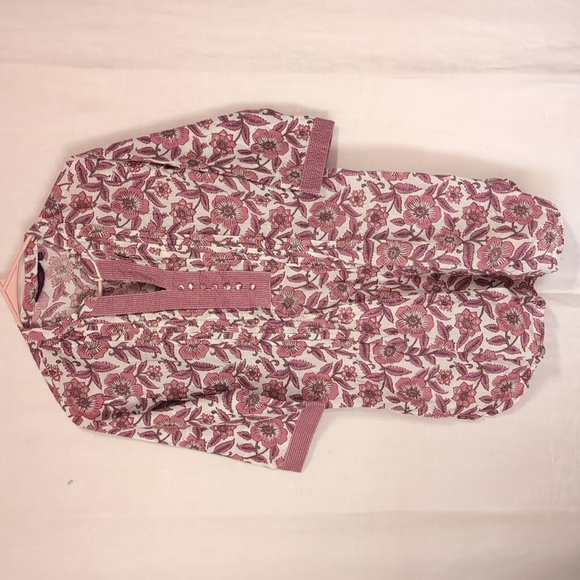 SRISHTI Pink Mauve Floral Kurta Cotton Faux Button Front Size Medium - Picture 1 of 6